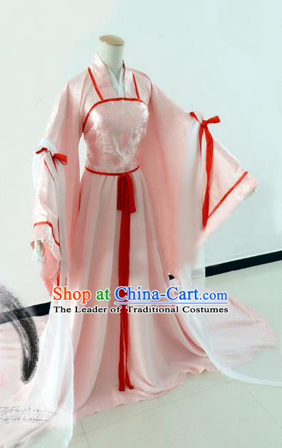 Chinese Song Dynasty Princess Pink Hanfu Dress Ancient Fairy Traditional Costume for Women