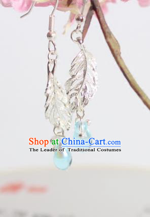 Chinese Ancient Handmade Earrings Accessories Hanfu Leaf Eardrop for Women