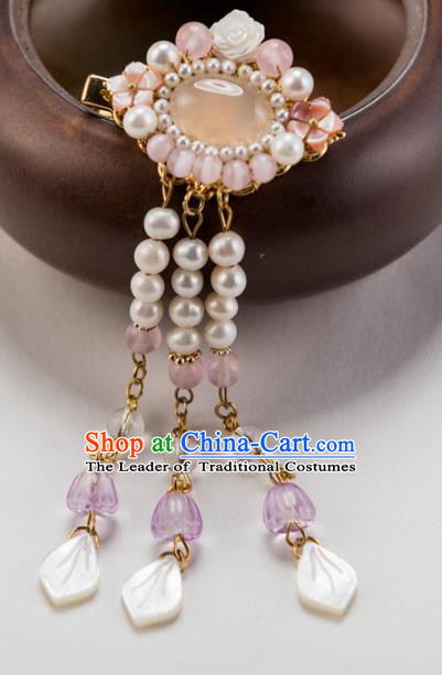 Chinese Ancient Handmade Hair Accessories Hanfu Pearls Tassel Hair Stick for Women