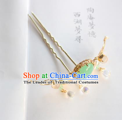 Chinese Ancient Handmade Palace Jade Hair Clip Hair Accessories Hanfu Hairpins for Women