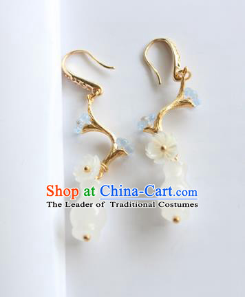 Chinese Ancient Handmade Jade Vase Earrings Accessories Hanfu Eardrop for Women