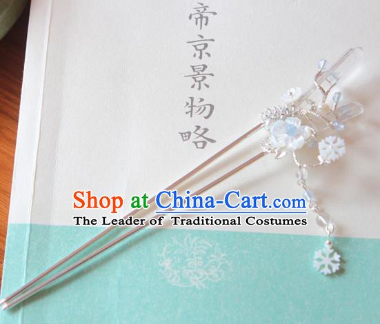 Chinese Ancient Handmade Crystal Hair Clip Tassel Step Shake Hair Accessories Hanfu Hairpins for Women