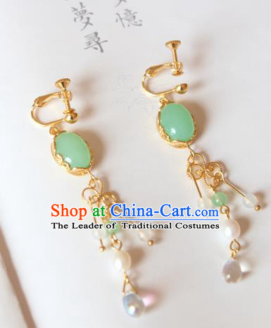 Chinese Ancient Handmade Hanfu Accessories Coloured Glaze Earrings for Women