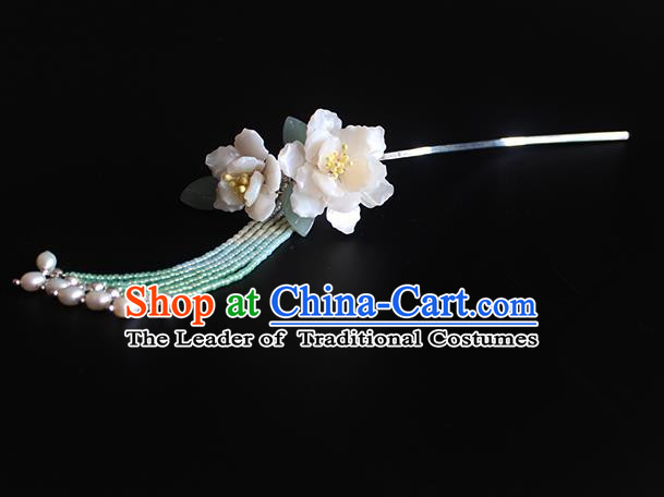 Chinese Ancient Handmade Classical Camellia Hair Clip Hair Accessories Hanfu Hairpins for Women