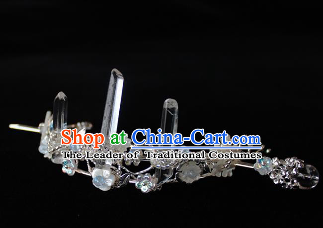 Chinese Ancient Handmade Classical Crystal Hair Crown Hair Accessories Hanfu Hairpins for Women