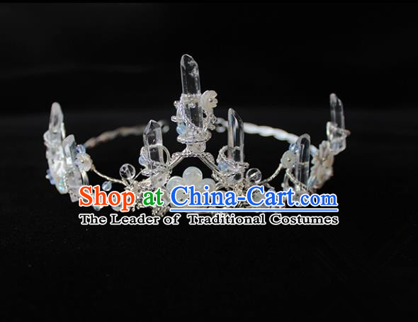 Chinese Ancient Handmade Crystal Hair Crown Hair Accessories Hanfu Hairpins for Women