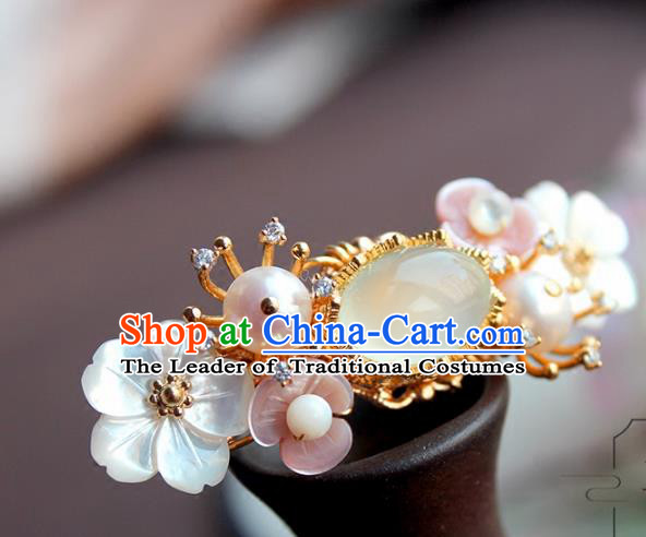 Chinese Ancient Handmade Classical Chalcedony Hair Claw Hair Accessories Hanfu Hairpins for Women