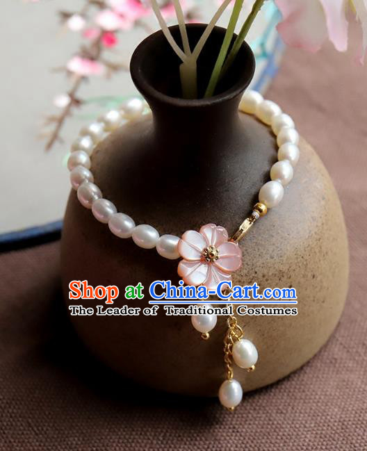 Chinese Ancient Handmade Classical Pearls Bracelets Accessories Hanfu Bangle for Women