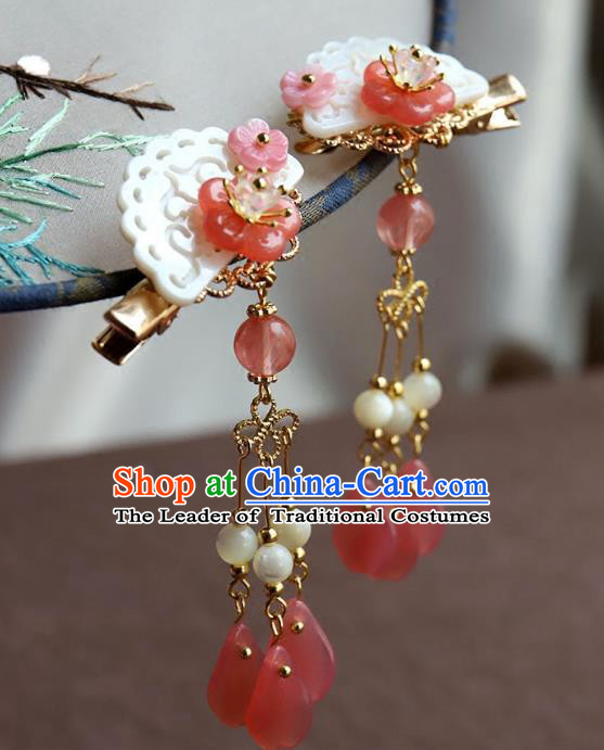 Chinese Ancient Handmade Shell Tassel Hair Stick Classical Hair Accessories Hanfu Hairpins for Women