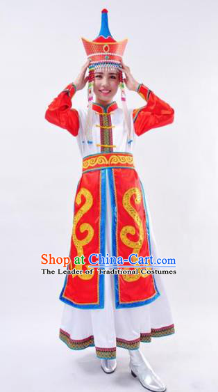 Chinese Mongol Nationality Folk Dance Costume Traditional Mongolian Minority Wedding Dress for Women