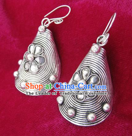 Chinese Handmade Miao Nationality Sliver Jewelry Accessories Hmong Earrings for Women