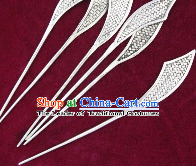 Traditional Chinese Miao Nationality Sliver Broadsword Hair Clip Hanfu Hairpins Hair Accessories for Women