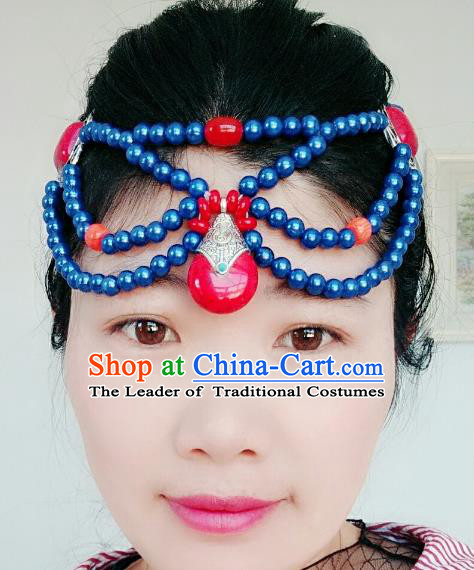 Chinese Traditional Mongol Stage Performance Hair Accessories, Mongolian Folk Dance Hair Clasp Headwear for Women