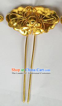 Chinese Traditional Miao Nationality Hair Clip Hair Accessories Golden Hairpins Headwear for Women