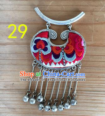 Chinese Traditional Miao Sliver Longevity Lock Hmong Ornaments Accessories Minority Necklace Pendant for Women