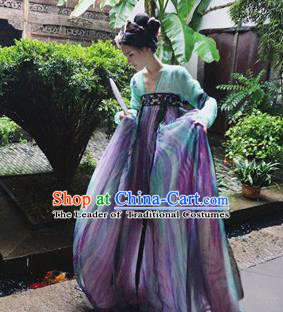 Chinese Tang Dynasty Palace Lady Embroidered Costume Ancient Imperial Concubine Hanfu Dress for Women