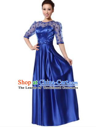 Top Grade Chorus Singing Group Modern Dance Royalblue Dress, Compere Classical Dance Costume for Women