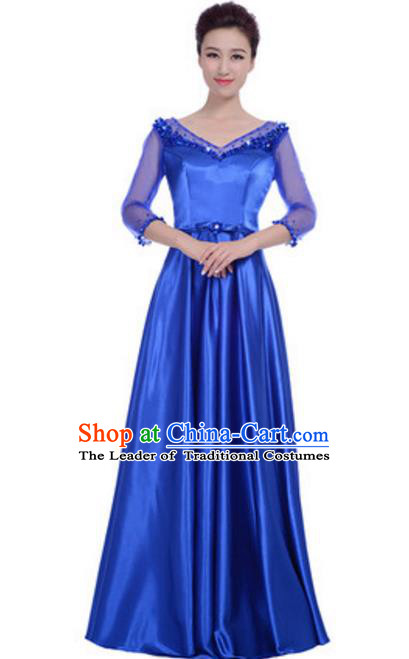 Top Grade Chorus Singing Group Royalblue Full Dress, Compere Modern Dance Costume for Women