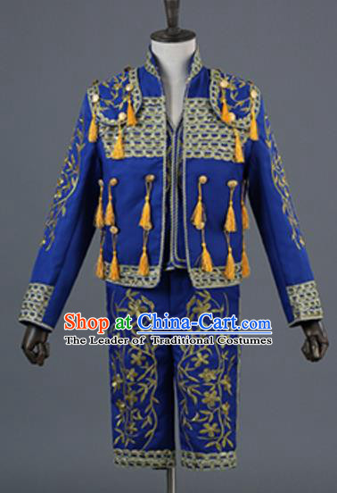 Top Grade European Traditional Court Costumes England Prince Blue Suits for Men