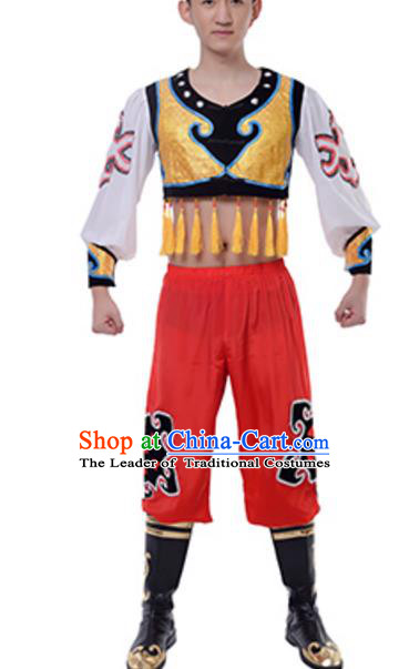 Traditional Chinese Mongols Nationality Swan Goose Dance Clothing, China Mongolian Minority Ethnic Costume for Men