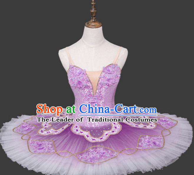 Top Grade Ballet Costume Lilac Bubble Dress Ballerina Dance Tu Tu Dancewear for Women