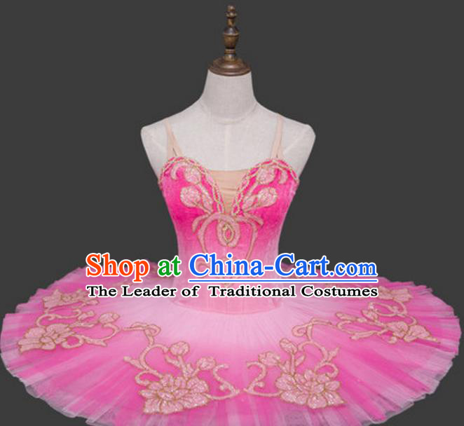 Top Grade Ballet Dance Costume Pink Bubble Dress Ballerina Skirt Tu Tu Dancewear for Women