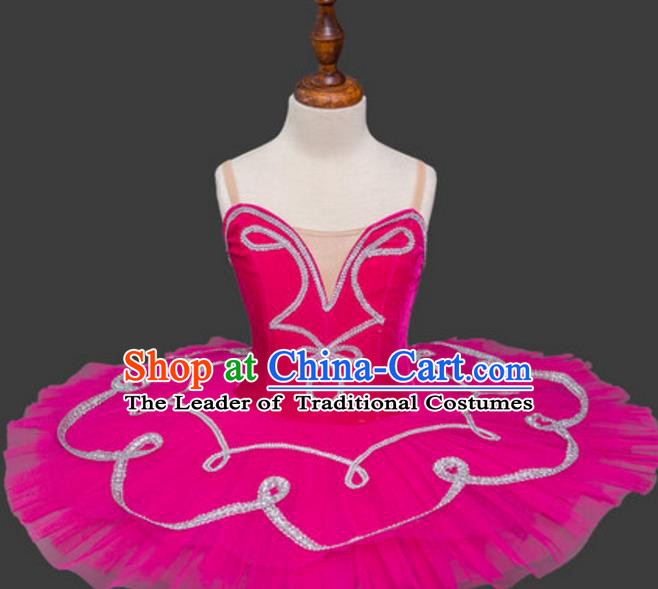 Top Grade Ballet Dance Costume Rosy Dress Bubble Ballerina Skirt Tu Tu Dancewear for Women