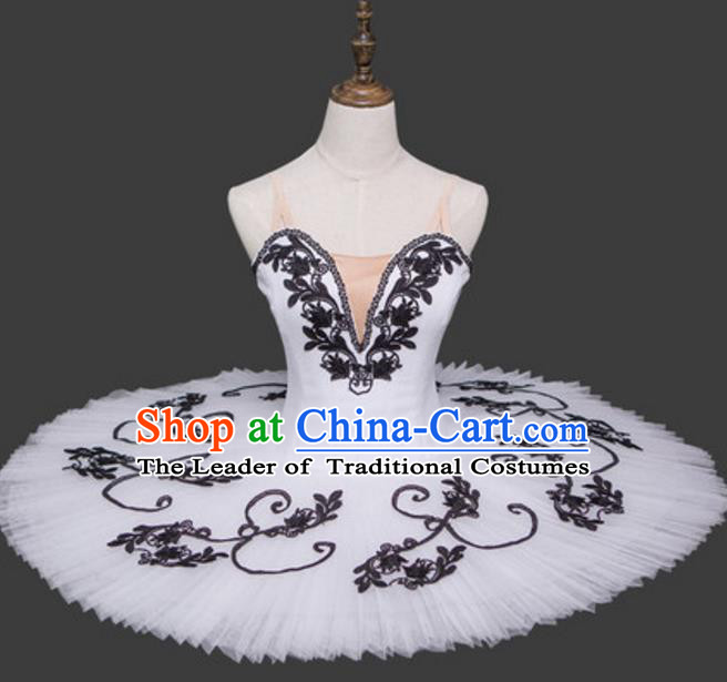 Top Grade Ballet Dance Costume White Dress Bubble Ballerina Skirt Tu Tu Dancewear for Women