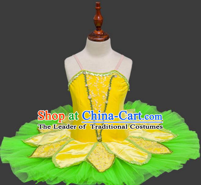 Top Grade Ballet Swan Dance Costume Green Veil Dress Ballerina Skirt Tu Tu Dancewear for Women