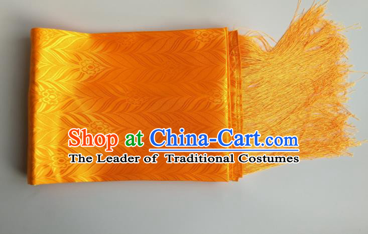 Traditional Chinese Zang Nationality Yellow Brocade Belts, China Tibetan Robe Waistband