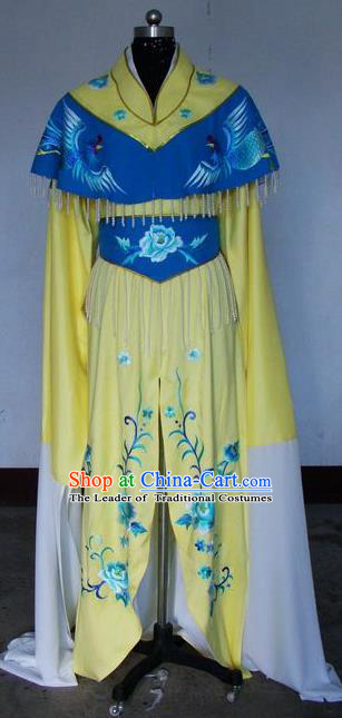 Chinese Traditional Beijing Opera Actress Yellow Costumes China Peking Opera Embroidered Dress for Adults