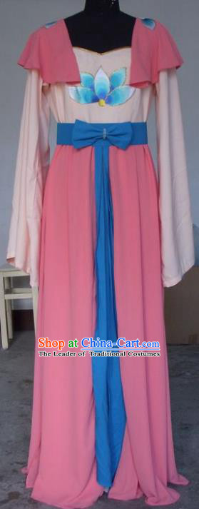 Chinese Traditional Beijing Opera Actress Pink Dress China Peking Opera Embroidered Lotus Costumes for Adults