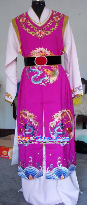 Chinese Traditional Shaoxing Opera Scholar Purple Clothing Peking Opera Niche Embroidered Costumes for Adults