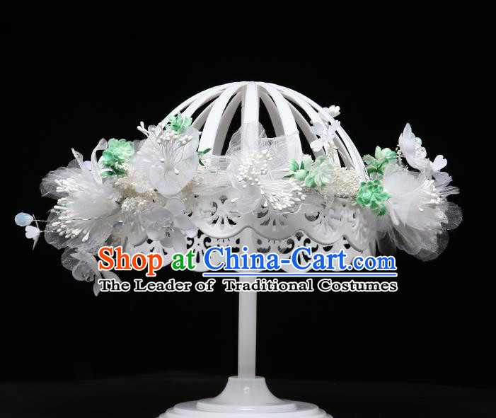 Children Modern Dance Hair Accessories Stage Performance White Flowers Hair Clasp for Kids