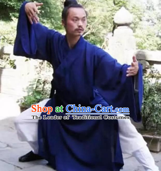 Chinese Traditional Martial Arts Costumes Tai Chi Clothing Taoist Kung Fu Navy Priest Frock for Men