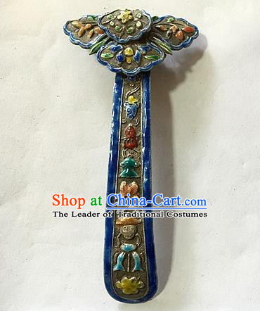 Chinese Traditional Ancient Enamel Hairpins Hair Accessories Blueing Hair Clip for Women