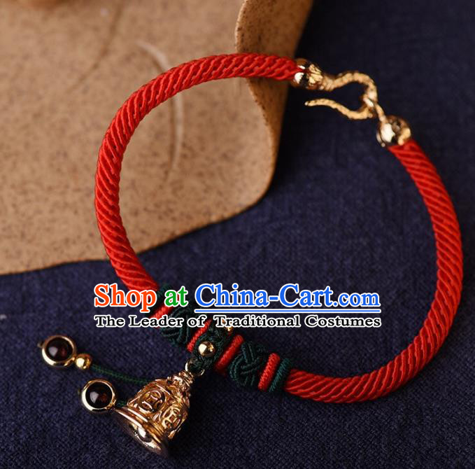 Chinese Traditional Jewelry Accessories Ancient Palace Hanfu Red Bracelet for Women