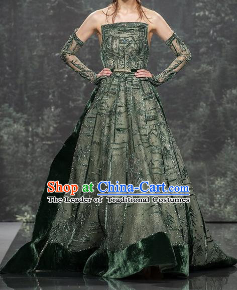 Top Grade Stage Performance Customized Costume Models Stalkshow Trailing Full Dress for Women