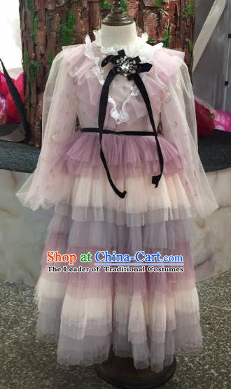 Children Models Show Costume Stage Performance Modern Dance Catwalks Princess Veil Dress for Kids