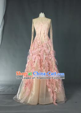 Top Grade Models Show Costume Stage Performance Catwalks Compere Pink Full Dress for Women