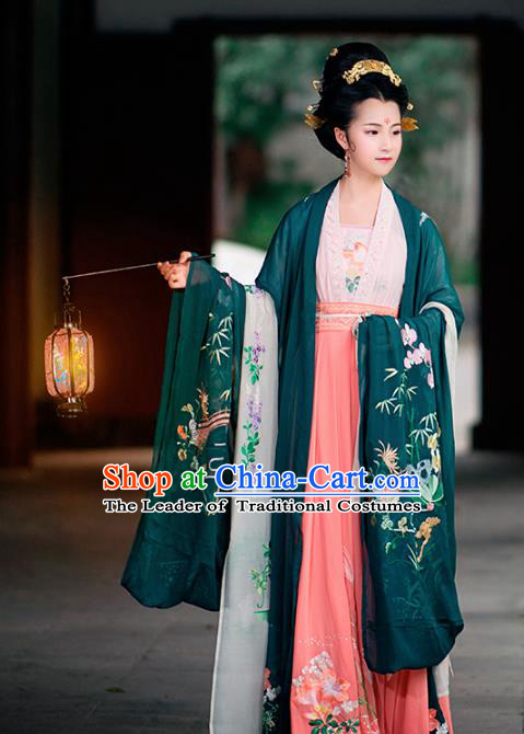 Traditional Chinese Tang Dynasty Imperial Consort Embroidered Costumes Complete Set for Women