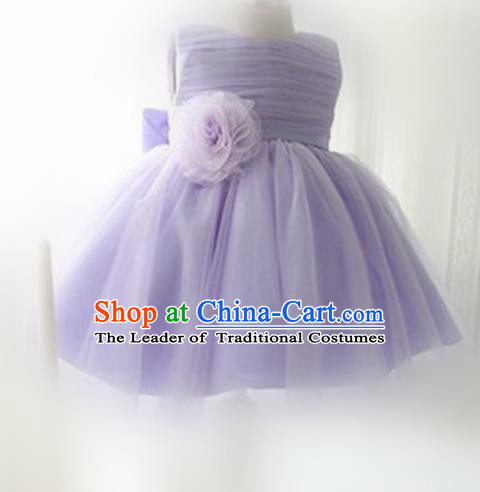 Children Fairy Princess Purple Veil Dress Stage Performance Catwalks Compere Costume for Kids