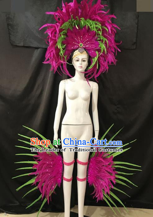 Top Grade Brazilian Carnival Samba Dance Props Miami Feathers Deluxe Headdress for Women