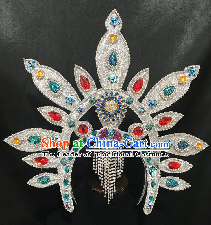 Top Grade Halloween Catwalks Hair Accessories Brazilian Carnival Samba Dance Colorful Crystal Headwear for Kids