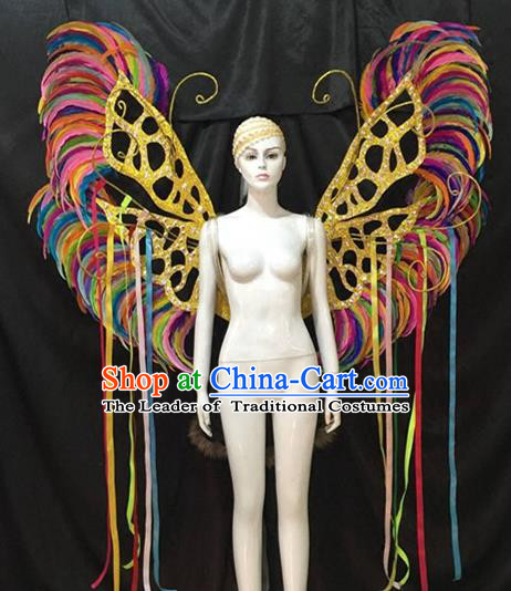 Top Grade Halloween Catwalks Props Brazilian Carnival Samba Dance Feather Butterfly Wings for Adults