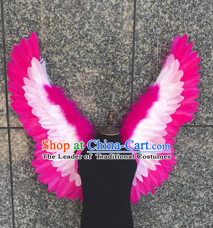 Top Grade Samba Dance Props Brazilian Carnival Catwalks Rosy Feather Wings for Kids