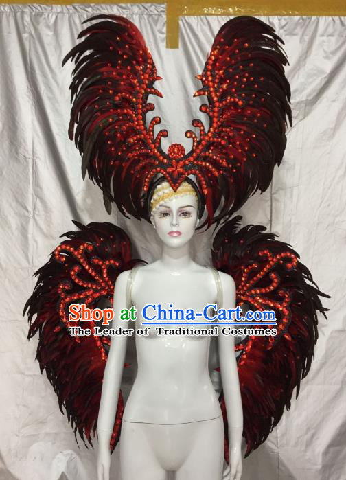 Top Grade Brazilian Carnival Samba Dance Props Catwalks Feather Wings and Headwear for Women