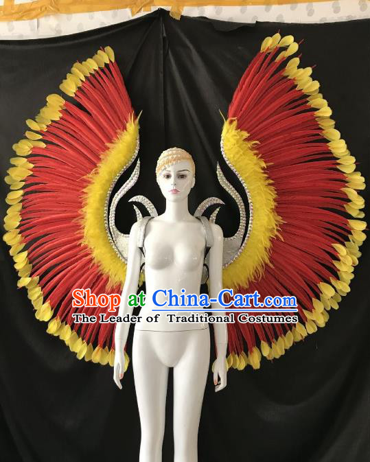 Top Grade Brazilian Carnival Samba Dance Props Catwalks Red Feather Deluxe Wings for Women