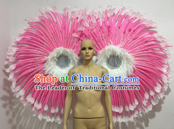 Brazilian Catwalks Props Rio Carnival Samba Dance Pink Feather Wings for Women