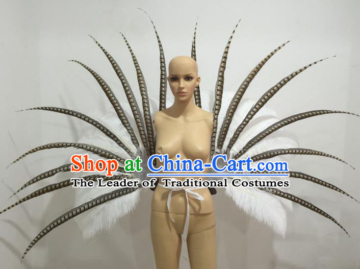 Brazilian Samba Dance Props Rio Carnival Miami Catwalks White Feather Wings for Adults